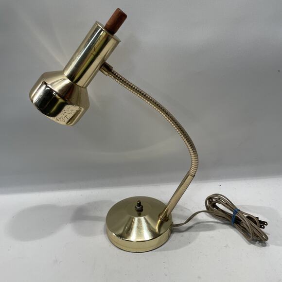 Vintage Gold Gooseneck Desk Lamp – Retro Adjustable Task Light – Mid-Century - Picture 11 of 11